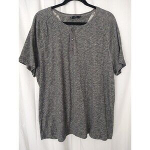 Vince Shirt Mens XXL Heather Gray Henley Neck Short Sleeve Casual 100% Cotton